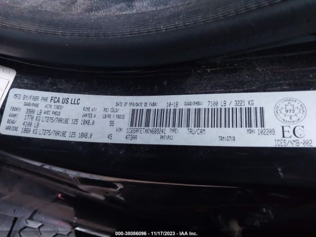 1C6SRFETXKN689241 RAM 1500 Sport/rebel