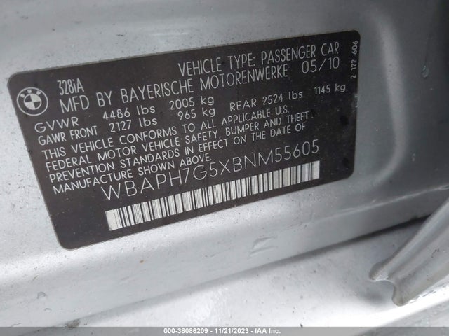2011 BMW 328I VIN: WBAPH7G5XBNM55605