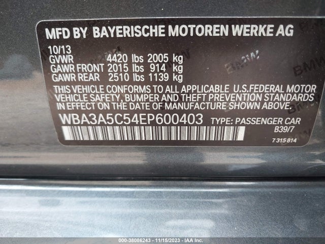 BMW 328I 2014 WBA3A5C54EP600403 Image 9