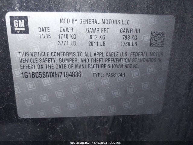 Chevrolet Cruze Ls Auto 2017 1G1BC5SMXH7194836 Image 9