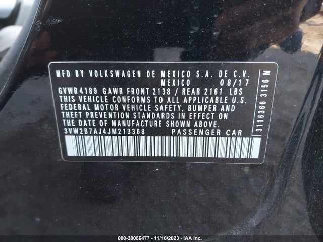 3VW2B7AJ4JM213368 Volkswagen Jetta 1.4t S