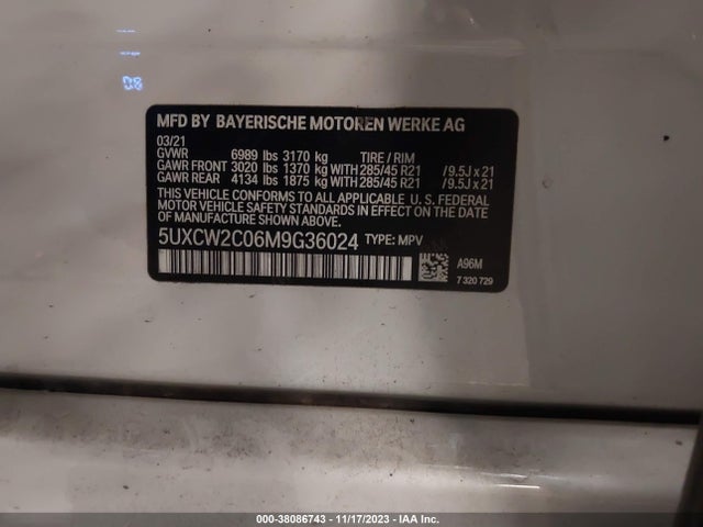 BMW X7 Xdrive40i 2021 5UXCW2C06M9G36024 Image 9
