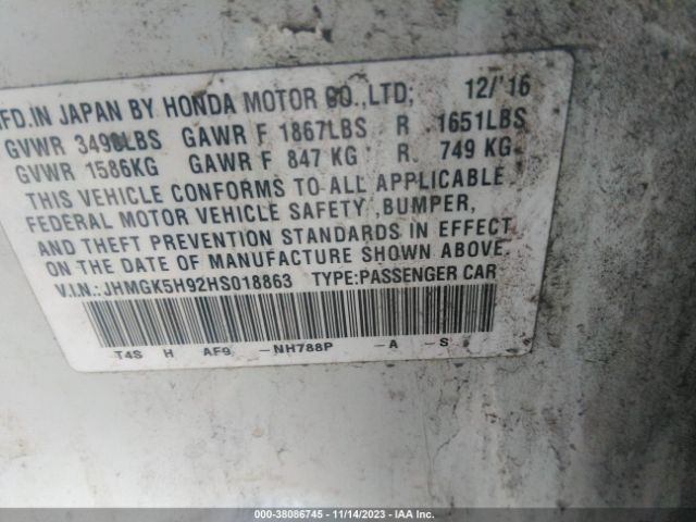 JHMGK5H92HS018863 Honda Fit Ex-l