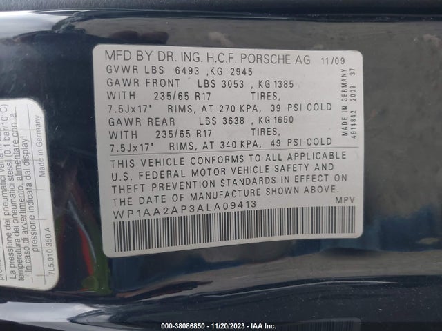 2010 PORSCHE CAYENNE WP1AA2AP3ALA09413 Photo 8