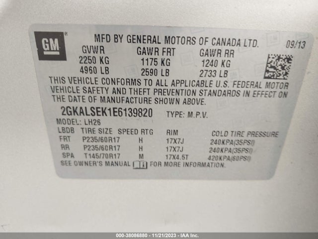 GMC Terrain Slt-1 2014 2GKALSEK1E6139820 Image 9