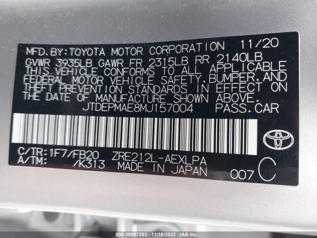 Toyota COROLLA LE 2021 JTDEPMAE8MJ157004 Image 9