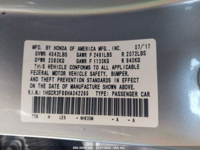 1HGCR3F96HA042285 Honda Accord Touring V6