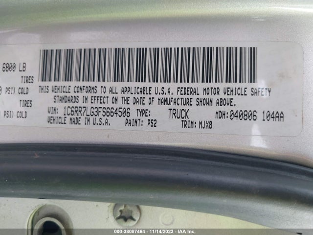 RAM 1500 Slt 2015 1C6RR7LG3FS664506 Image 9