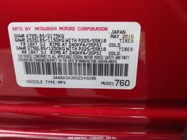 JA4AD3A38GZ049286 Mitsubishi Outlander Se
