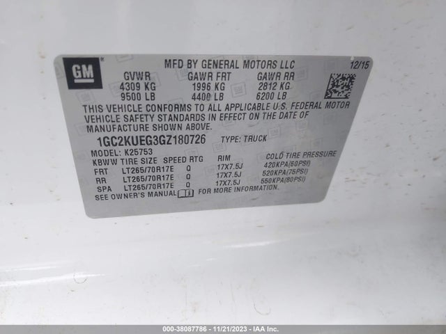 Chevrolet Silverado 2500hd Wt 2016 1GC2KUEG3GZ180726 Image 9