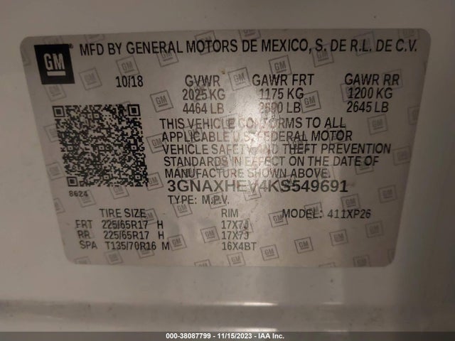 Chevrolet EQUINOX LS 2019 3GNAXHEV4KS549691 Image 9