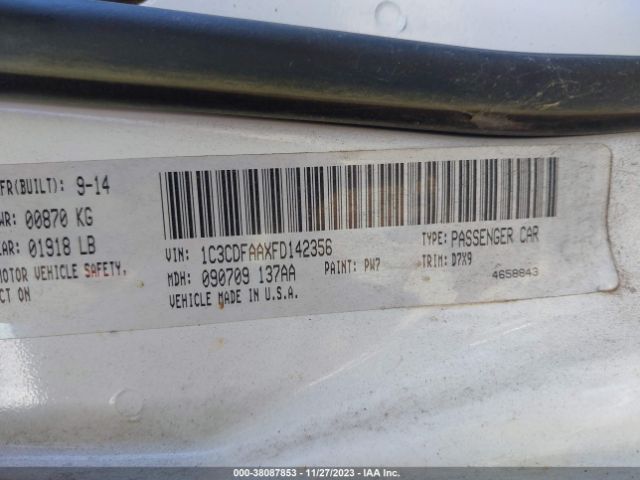 1C3CDFAAXFD142356 Dodge DART SE