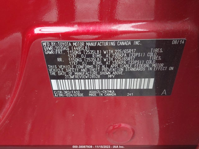 Toyota Rav4 Xle 2014 2T3WFREV5EW128528 Image 9