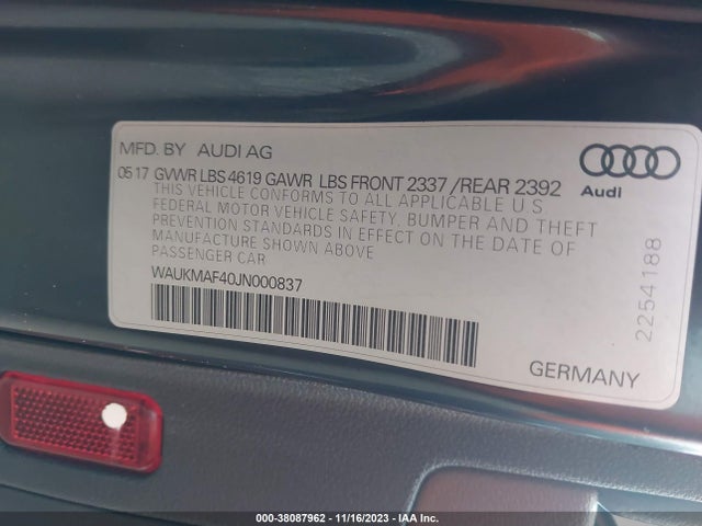 WAUKMAF40JN000837 Audi A4 2.0t Tech Ultra Premium/2.0t Ultra Premium