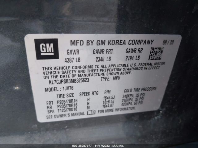 2021 CHEVROLET TRAX KL7CJPSB3MB325623 Photo 8