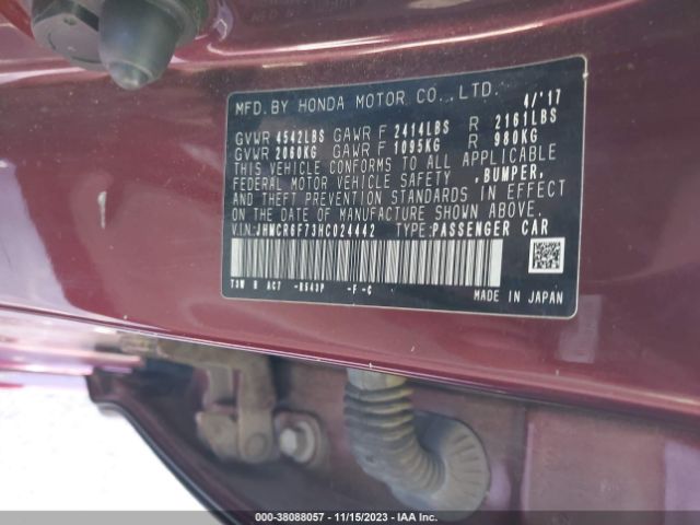 JHMCR6F73HC024442 Honda Accord Hybrid Touring
