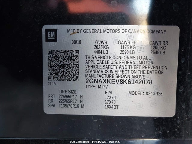 Chevrolet EQUINOX LT 2019 2GNAXKEV8K6142078 Image 9