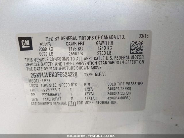 2GKFLWEK0F6324228 GMC Terrain Sle