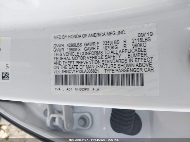 Honda ACCORD LX 2020 1HGCV1F12LA005821 Image 9