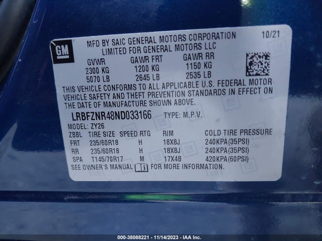 2022 BUICK ENVISION FWD ESSENCE VIN: LRBFZNR48ND033166