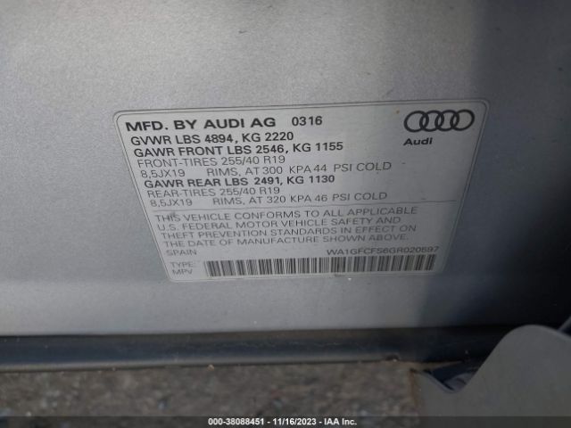 WA1GFCFS6GR020597 Audi Q3 2.0t Premium Plus