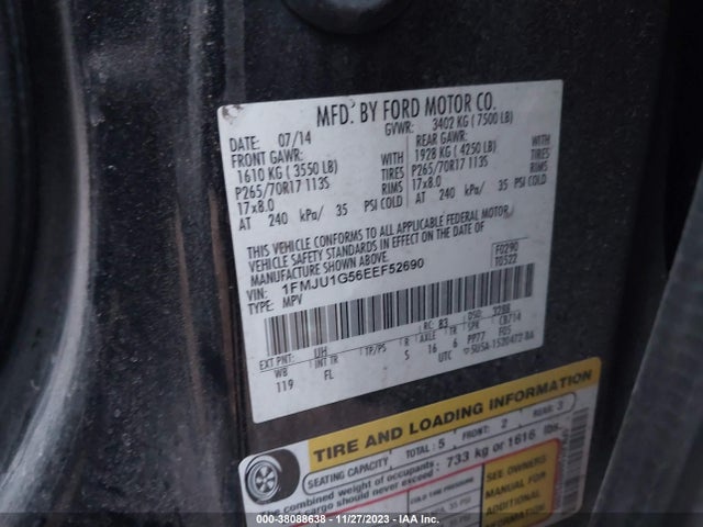 Ford Expedition Xl 2014 1FMJU1G56EEF52690 Image 9
