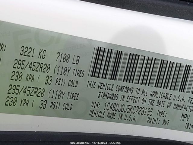 1C4SDJGJ5KC723135 Dodge Durango Srt Awd