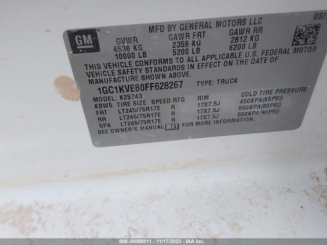 Chevrolet Silverado 2500hd Lt 2015 1GC1KVE80FF628267 Image 9