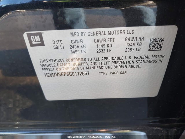 2012 CADILLAC CTS-V VIN: 1G6DV8EP6C0112557