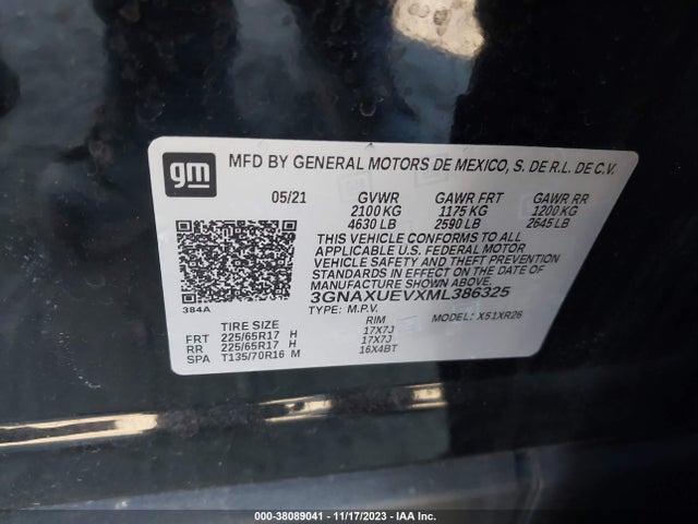 Chevrolet Equinox Awd Lt 2021 3GNAXUEVXML386325 Image 9