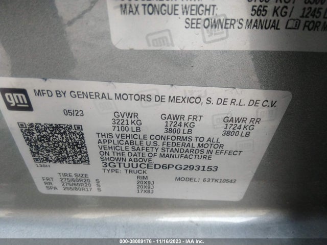 GMC Sierra 1500 4wd  Short Box Elevation With 3sb 2023 3GTUUCED6PG293153 Image 9