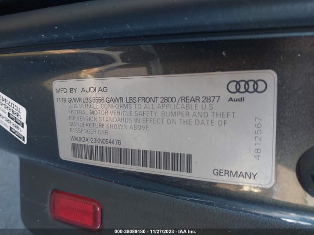 WAUK2AF23KN054476 Audi A6 PREMIUM