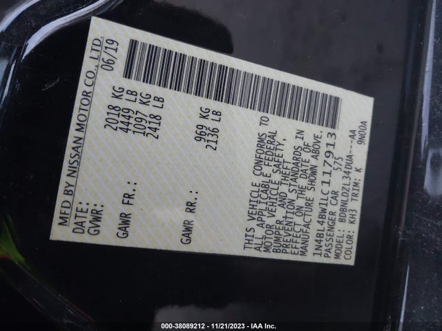 1N4BL4BW1LC117913 Nissan Altima S Intelligent Awd