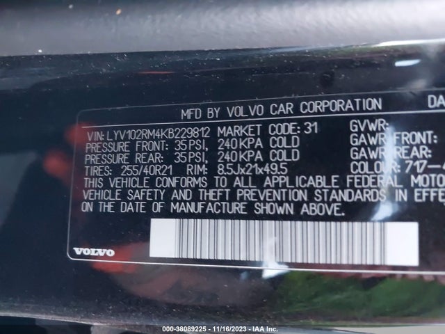 2019 VOLVO XC60 T5 R-DESIGN VIN: LYV102RM4KB229812