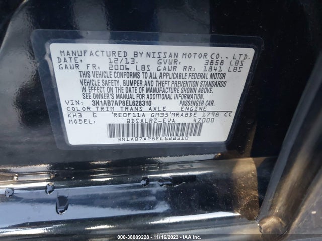 2014 NISSAN SENTRA SR VIN: 3N1AB7AP8EL628310