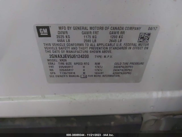Chevrolet EQUINOX LT 2018 2GNAXJEV9J6124200 Image 9