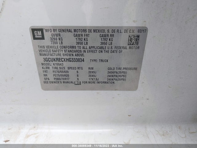 Chevrolet Silverado 1500 2lt 2017 3GCUKRECXHG333834 Image 9