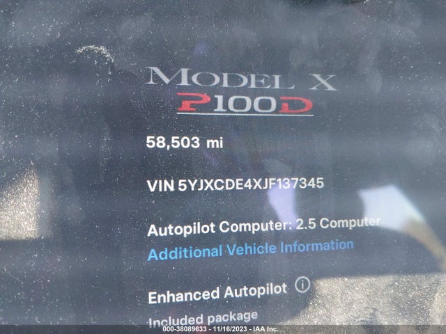 5YJXCDE4XJF137345 Tesla Model X 75d/p100d/100d