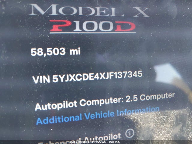 5YJXCDE4XJF137345 Tesla Model X 75d/p100d/100d