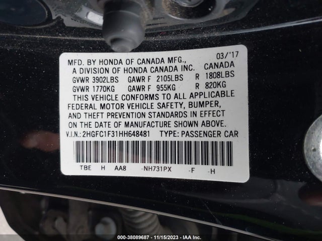 Honda Civic Ex-t 2017 2HGFC1F31HH648481 Image 9