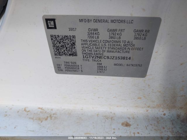 1GTV2NEC9JZ153814 GMC Sierra 1500 Slt