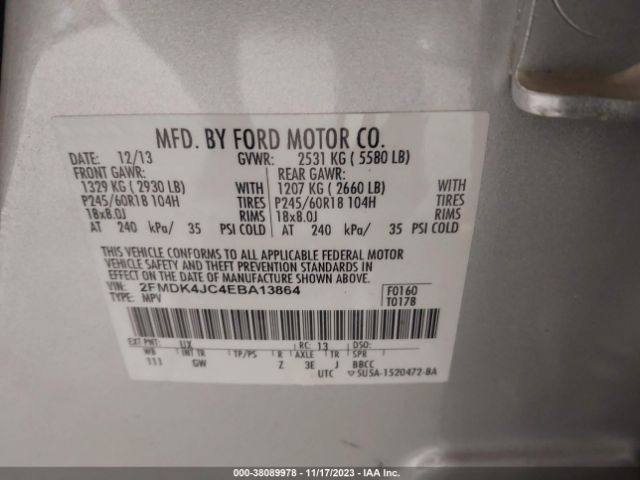 2FMDK4JC4EBA13864 Ford EDGE SEL