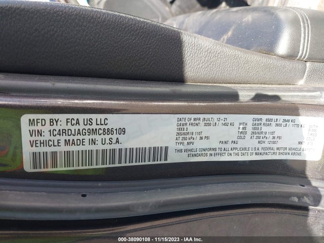 Dodge Durango Sxt Plus Awd 2021 1C4RDJAG9MC886109 Image 9