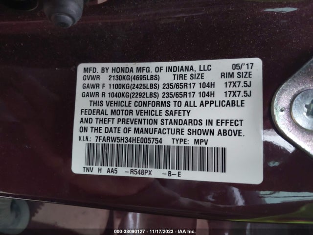 Honda CR-V LX 2017 7FARW5H34HE005754 Image 9