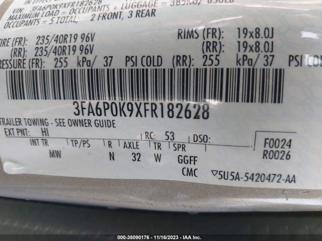 Ford Fusion Titanium 2015 3FA6P0K9XFR182628 Image 9