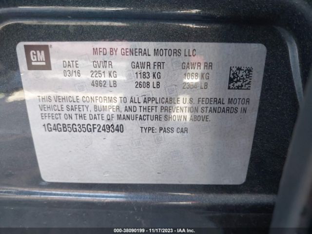1G4GB5G35GF249340 Buick Lacrosse Leather