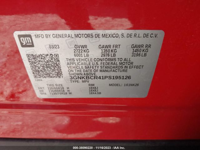 3GNKBCR41PS195126 Chevrolet Blazer Fwd 2lt