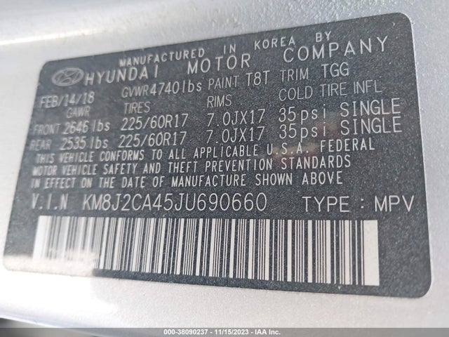 Hyundai TUCSON SE 2018 KM8J2CA45JU690660 Image 9