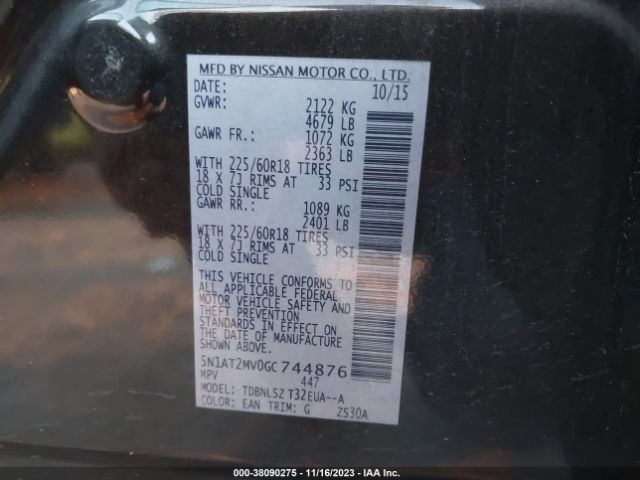 2016 NISSAN ROGUE 5N1AT2MV0GC744876 Photo 8