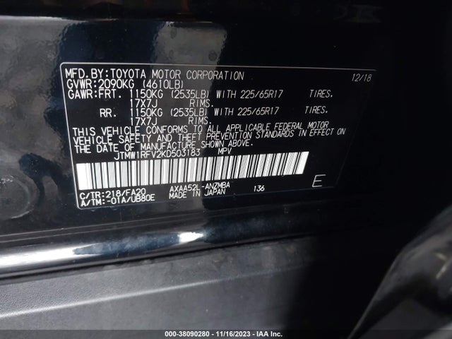 Toyota Rav4 Xle 2019 JTMW1RFV2KD503183 Image 9